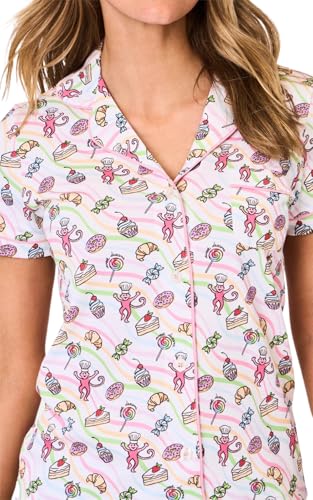 Monkey Heart Pajamas Womens,2 Piece Button Down Shorts Sets Y2K Loungewear Pjs Vacation Sleepwear For Gift Party2