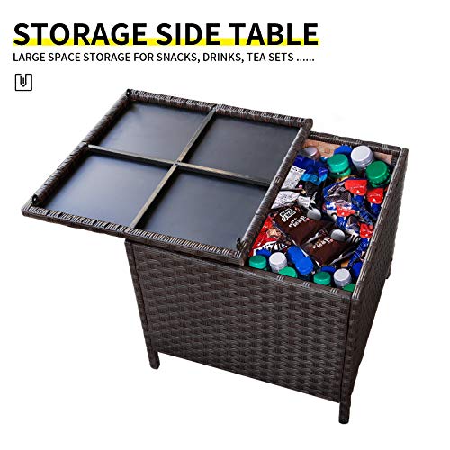 Valita Outdoor Pe Wicker Chaise Lounge Set Patio Rattan Adjustable Reclining Lounge Chairs With Cushions And Matching Storage Table, Turquoise #TOP6