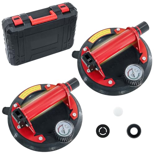 2 Pack 8" Suction Cup for Glass,Heavy Duty Glass Suction Cup Lifter with Metal Handle,Max Load 880lbs Industrial Windows Suction Cups Handle for Tile,Granite