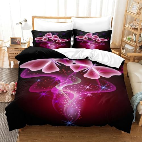 Housse de couette papillon 3D en microfibre 135x200 pour lit enfant - 3