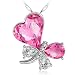 PLATO H 925 Sterling Silver Butterfly Pendant Necklace Christmas Gift for Her, 18", Pink