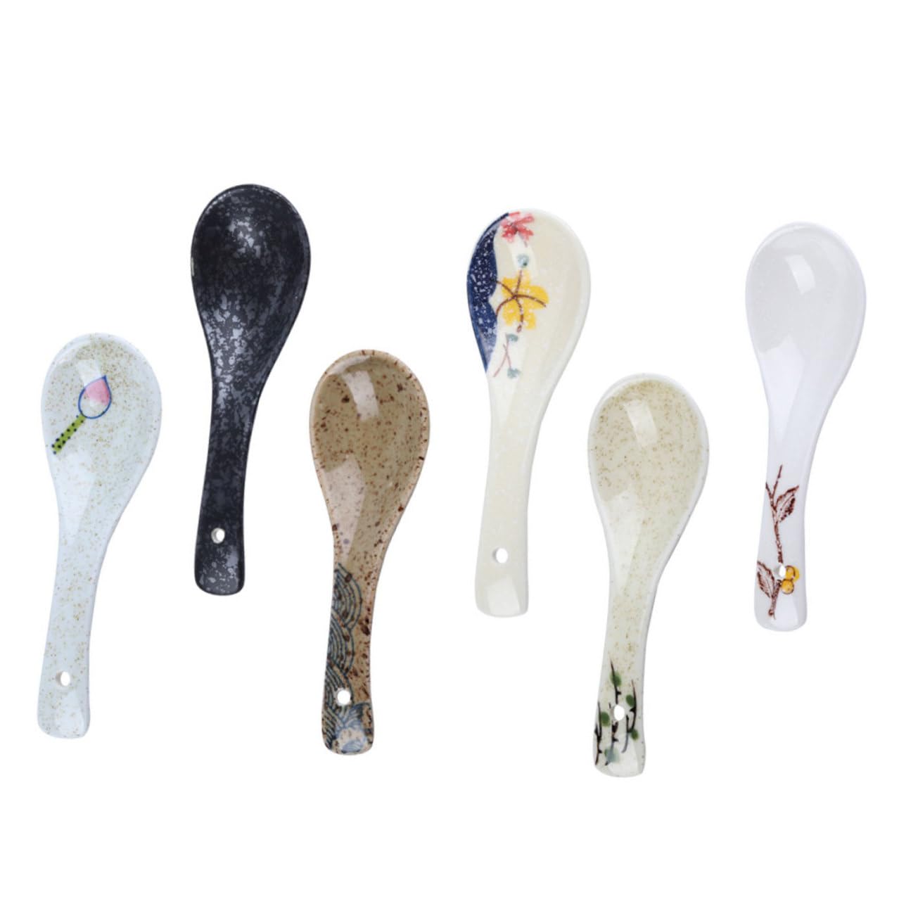 Cuillères à soupe en céramique assorties pour ramens et repas en famille