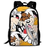 AOOEDM Bugs Bunny Tasmanischer Teufel Daffy Duck Lustiges Foto Klassischer Basic Reiserucksack für die wasserdichte Büchertasche der Schule