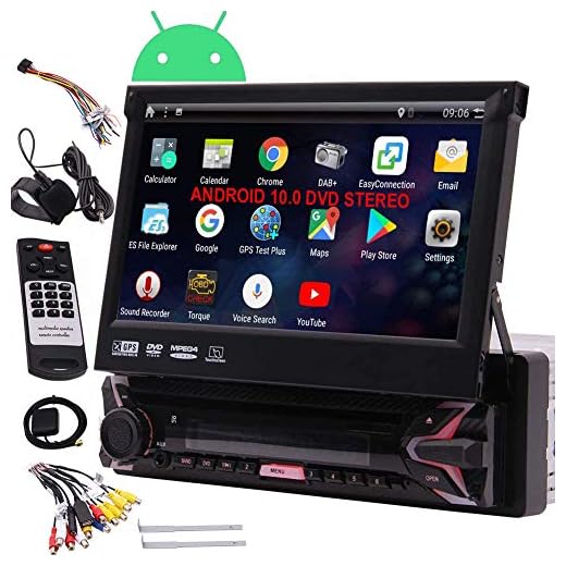EINCAR Single Din Android 10 Car Stereo with 7" Car DVD Player Car GPS Navigation Auto Radio Receiver 1 Din Android 10.0 Headunit with Detachable Screen RDS WiFi OBD SWC Mirror Bluetooth, External MIC