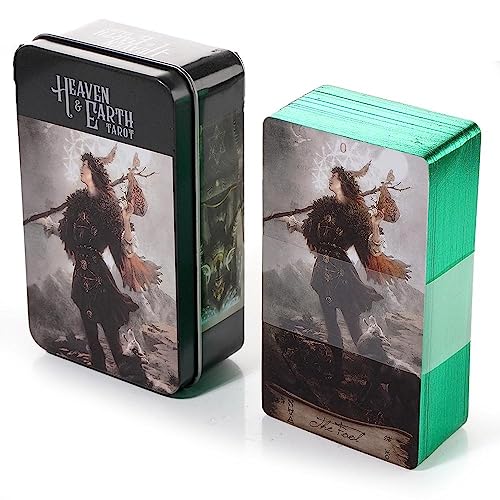 Image of AYME Heaven & Earth Tarot Card Game In A Tin, A 78-Card Deck Gilded Black (Limited Edition), 400 Gsm Black Core Cardstock (Style 2)