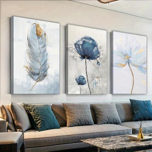 Poster fleurs pastel et plume pour décoration murale salon cosy