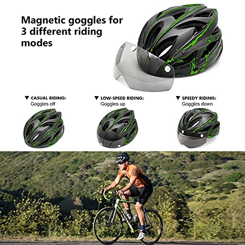 Bicycle Helmet for Adults with Magnetic Goggles Visor Breathable Road Bike Helmet Mountain & Road Bicycle Helmets Adjustable Size Adult Cycling Helmets for Men Women(56-62cm) - Image 7