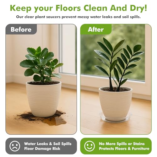 Confezione Da 20 Piattini Per Piante In Plastica Trasparente Da 45,7 Cm, Per Vasi, Piatti Per Fioriere Da Interni, Vasi Per Fiori, Sottovasi, Sottovasi, Sfusi - 8