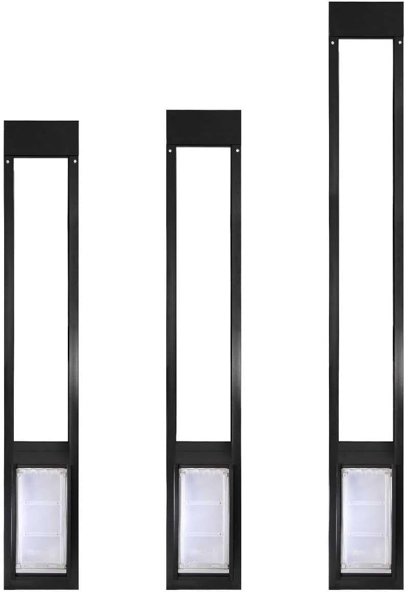 Endura Flap Thermo Panel Pet Door for Sliding Glass Doors | Heavy-Duty Aluminum Frame with Secure Locking Cover | Energy Efficient & Easy Install | Black, XL Flap, 93.25"-96.25" Slider Height