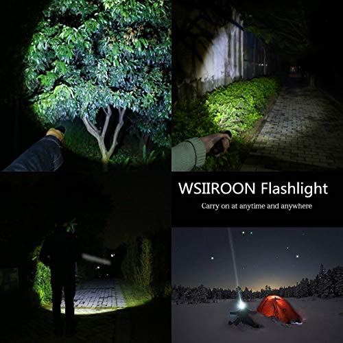 LED Flashlight - Wsiiroon 1600 Lumen XML-T6 Handhold Flashlight-Portable, Zoomable, Waterproof, Super Brightness with 5 Light Modes for Indoor and Outdoor Use, 2 pack (Batteries Not Included) - Thumbnail 2