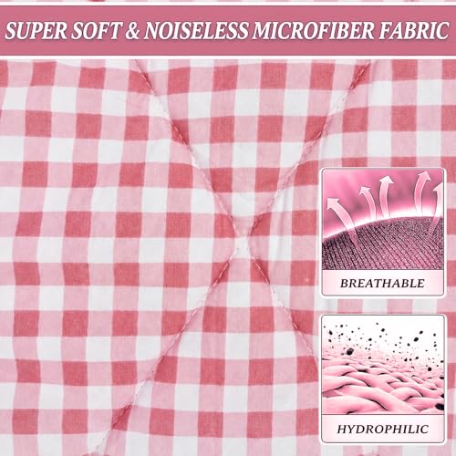 Image of MORADO Glace Cotton AC Comforter /Blanket /Quilt for Double Bed | Ultra Soft & Lightweight | All Season Reversible Comforter | Cozy Bedding for Home & Hotel | Size 90x100 Inches,White Pink Check,Double