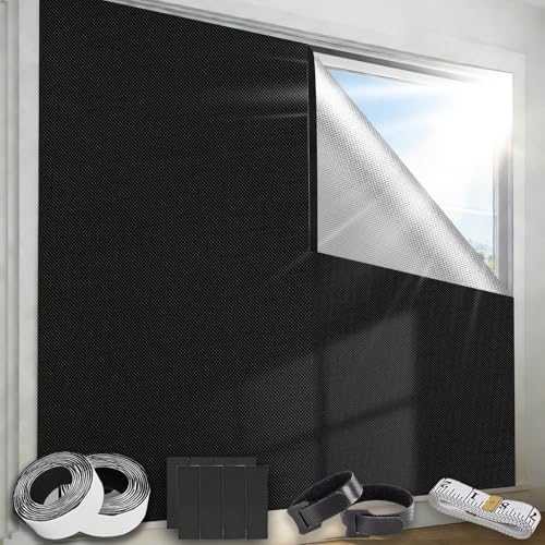 Store Occultant sans Perçage Toile Oxford 420D Rideau Découpable 200x145cm Portable Store Occultant Fenetre, Occultant et Isolant Thermique pour Chambre,...
