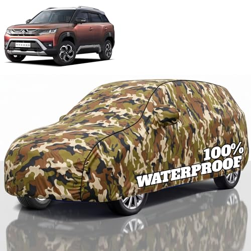 Image of Premium Polyester Car Cover Brezza All-Weather Protection from Rain, Dust & Sun | UV Resistant Fabric | Full Body Secure Fit for Outdoor & Indoor Parking Jungle