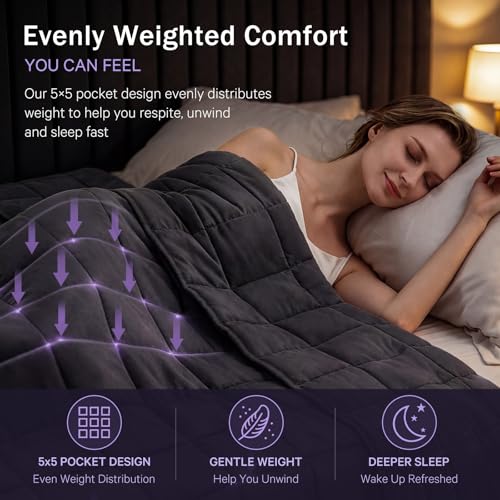 Image of Weighted Blanket for Adults 25lbs, 80 inchx87 inch, King Size Cooling Heavy Throw Blanket for 220-280lbs, Microfiber Soft Thick Big Blankets Weighted Comforter Breathable Gift for Sleeping, Grey
