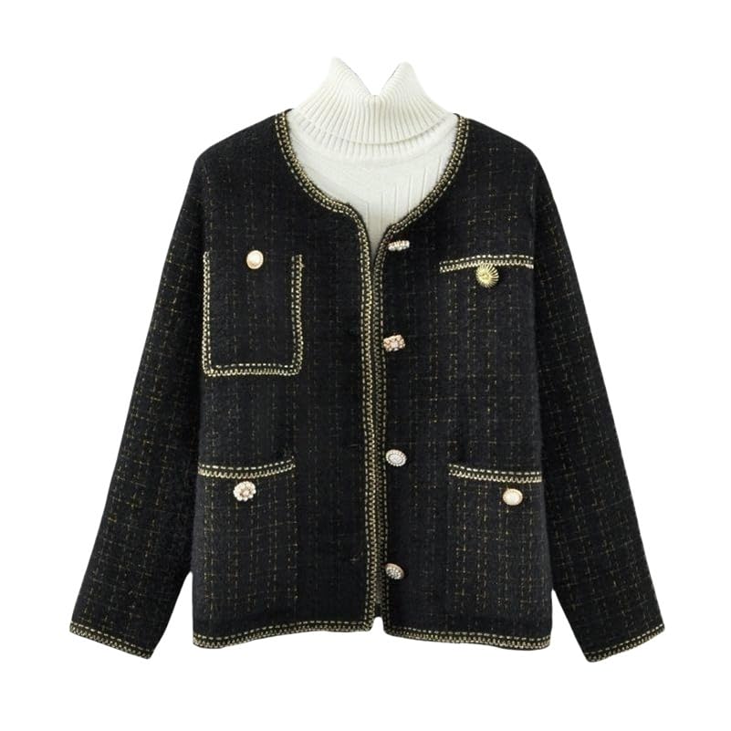 Cardigan en tweed court pour femme veste style coréen chic