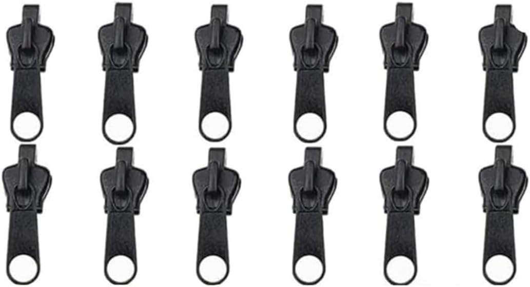 Ymhapp Black 12Pcs Fix Zip Puller,Zip Slider Repair Instant Kit,Instant Zipper Set,Fix Zipper Removable Rescue Replacement Pack,Instant Zipper Set For Coats Jacket,Luggage,Backpacks Zippers Fasteners