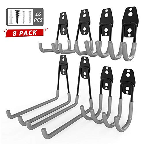 ETEPON Gancho para Colgador de Garaje 8 Piezas, Colgador de Bici de Pared para Garaje Jardín (ET033)