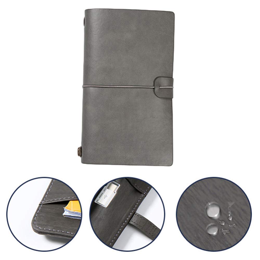 Funda de piel sintética Diario de viajero Diario Cuaderno de hojas sueltas Portalápices Libro de registro Papelería Estudiantes Cuadernos Agenda,S Brown,2pcs