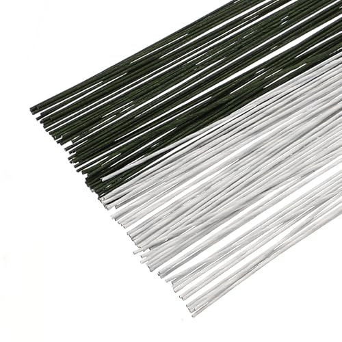 Fil de fer fleur 14.2 pouces en fer enveloppé de papier résistant bicolore 100 tiges PATIKIL