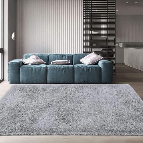Image of F & B RUGS ; SUPERIOR QUALITY PRODUCTS Firoz and Brothers Handwoven Super Soft Indoor Modern Shag Microfibre Silky Fluffy Smooth 2x6 feet Dark Gray A