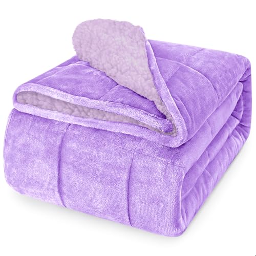Image of yescool Weighted Blanket for Adults (15 lbs, 60 inch x 80 inch, Lavender) Heavy Blanket for Sleeping Perfect for 140-160 lbs, Queen Size Breathable Blanket with Premium Glass Bead, Machine Washable