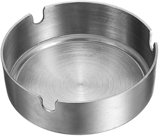 Quanjucheer, posacenere da tavolo in acciaio inox, posacenere per uso interno o esterno, Acciaio inossidabile, Silver, 8*3.2cm