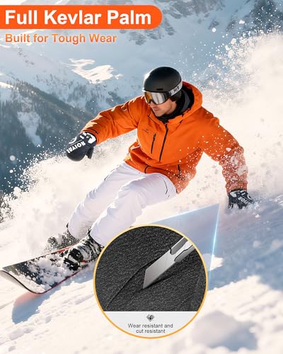 SAVIOR HEAT Heated Mittens for Snowboarding,Heated Ski Gloves for Men Women,Kevlar Palm, 3M Thinsulate, Waterproof, App-Controlled Heating, Winter Sports