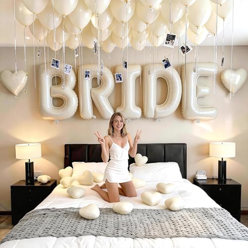 Image of 40 Inch Beige BRIDE Letter Balloons, Bachelorette Party Bridal Shower Decor