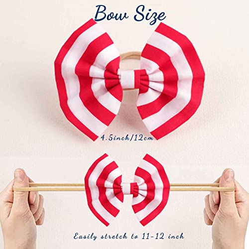 Ncmama 4Th Of July America Flag Baby Headbands Cheer Bow, Baby Girls Red White Blue Star Spangled Patriotic Hair Bow For Newborns Toddlers Small Children,3 Pcs (America Flag-B) #TOP2