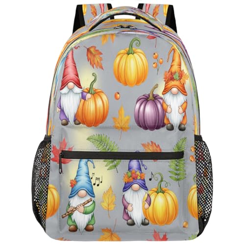 Mochila para laptop 15.6 gnomo de otoño bolso escolar de viaje unisex
