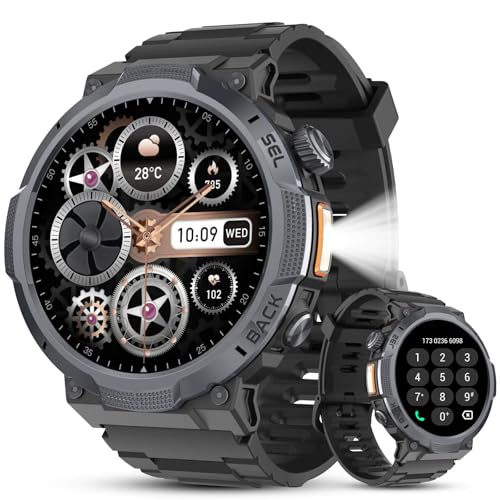 Smartwatch Herren, 1.53'' AMOLED-Display, 1000mAh Smart Watch, Anrufe tätigen/Empfangen, 120+ Sportmodi Fitness Tracker, IP68 Wasserdicht, Fitnessuhr mit Herzfrequenz/Schlafmonitor, für Android iOS