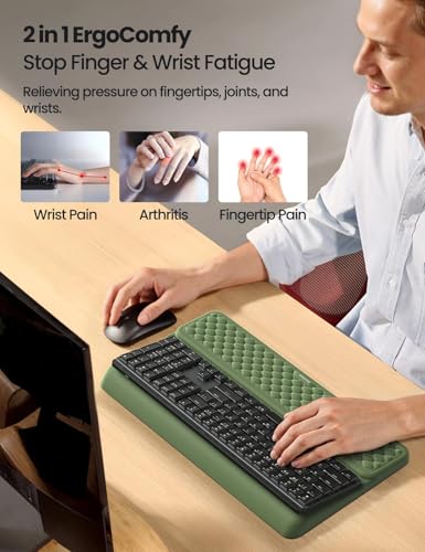 Image of Vaydeer Wrist Rest with Keyboard Stand, Computer Wrist Support Pad, Ergonomic Keyboard Riser Holder Lifter Tray with Wrist Pad, Soft Memory Foam Desk Cushion, Palm Hand Typing for Office Home School