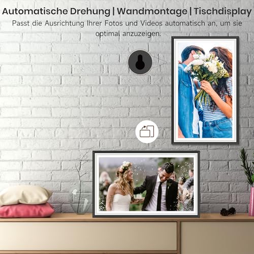 64GB FRAMEO 15,6 Zoll Digitaler Bilderrahmen -1920 * 1080P FHD IPS Touchscreen Digitale Bilderrahmen, Auto Rotation Elektronischer Fotorahmen, Teilen Sie Fotos/Videos Sofort