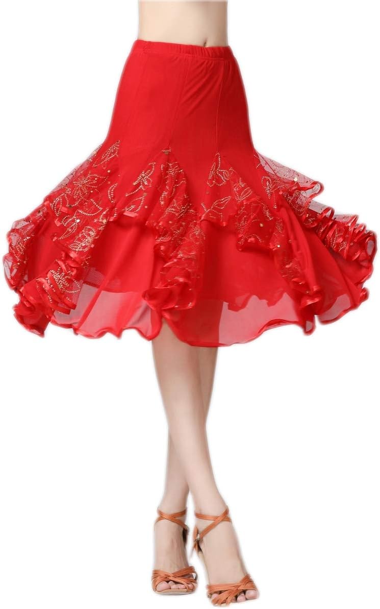 CISMARK Elegant Ballroom Latin Party Long Swing Tiered Dance Skirt for Women - Image 2
