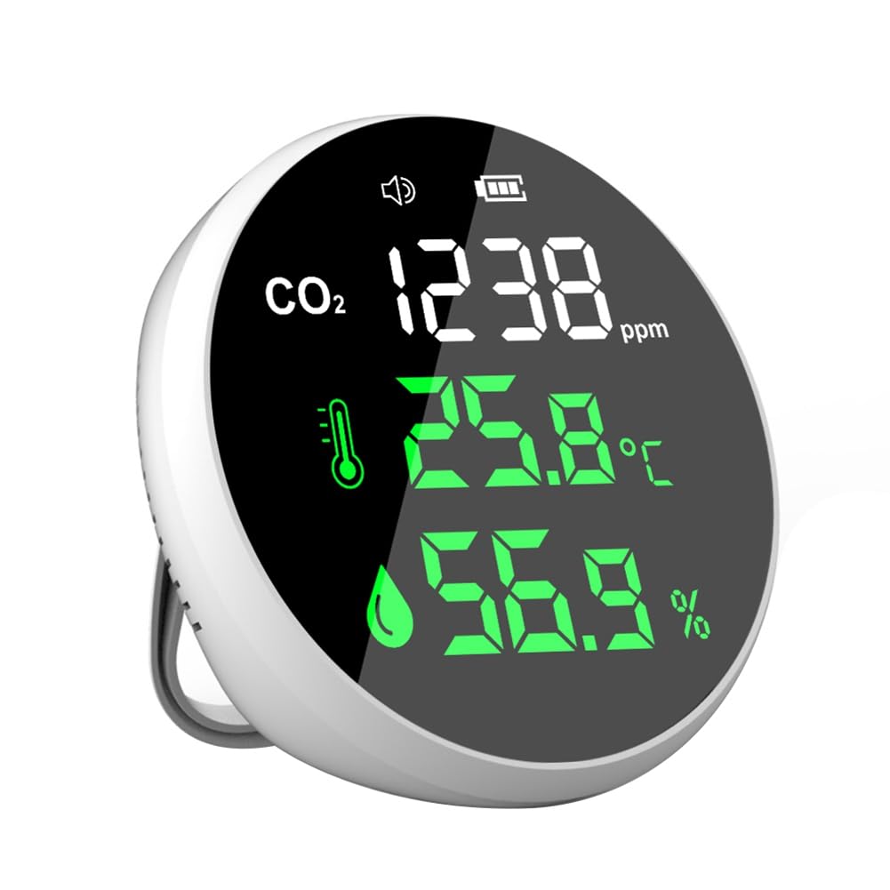 Detector de Dióxido de Portátil, Probador de Calidad del Aire, Medidor de CO2, Termómetro e Higrómetro