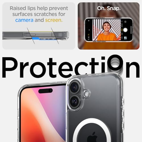 Image of Spigen Ultra Hybrid S MagFit Back Cover Case for iPhone 16, Clear Transparent, MagSafe Compatible - PC+TPU | Crystal Clear