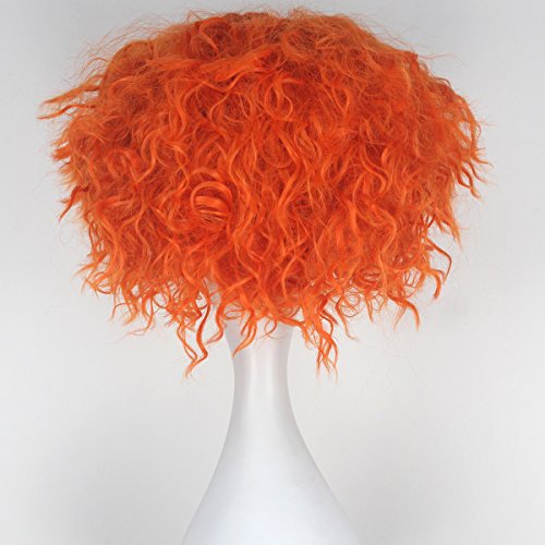 Missuhair Short Men Mad Clown Curly Wig Adult Orange Hair Cosplay Costume Wigs Halloween #TOP4