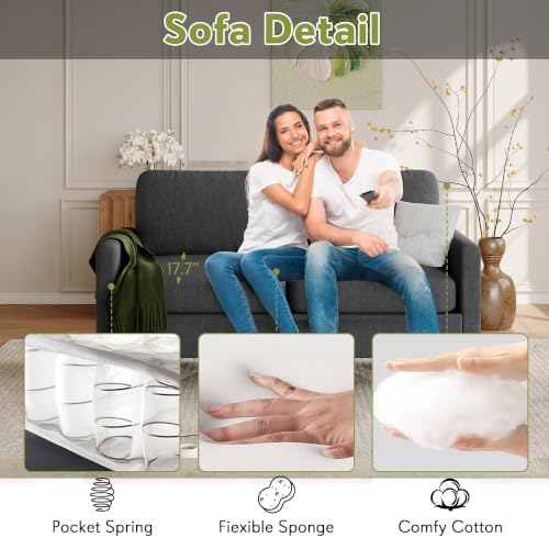 Image of STHOUYN Modern 2-Piece Living Room Set, 56 inch Grey Sofa Loveseat with USB Ports, Small Couch and Chair Set for Small Space, Apartment, Office (Grey, 1 Chair + 1 Loveseat)