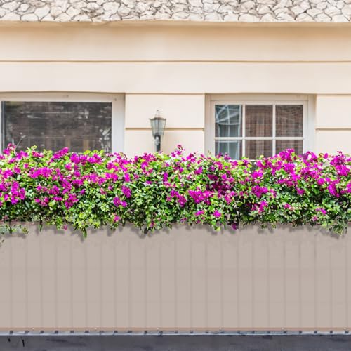 Image of Sunnylaxx Balcony Privacy Screen for Protection 80 x 400 cm, Privacy Screen, Privacy Screen for Balcony and PES for Balcony Garden Terrace, with Eyelets and Strap, Taupe