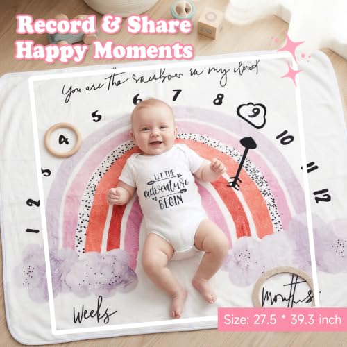 Image of iAOVUEBY Baby Gift Set for Newborn, New Baby Girl Gift Basket, Newborn Essentials Hat Onesie Bear Toys Keepsake Blanket Infant Diaper Changing Pad Bibs, Baby Shower Gifts for Girls