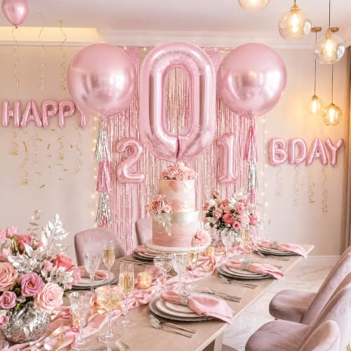 Image of Number Balloons Pink Party Balloon - Giant Number 0 Balloon, 40 Inch Large Balloon, Birthday Decorations for Women, Birthday Balloon for Anniversary Baby Shower Princess Party Decorations