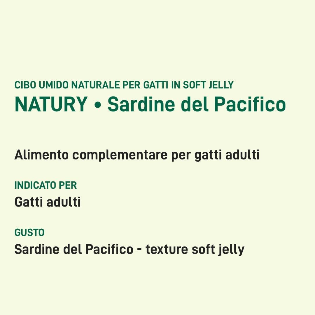 Oasy Natural - Sardinas del Pacífico, suaves pelusas naturales de Soft Jelly para gatos adultos de todos los tamaños y razas | 24 latas de 85 gramos cada una.