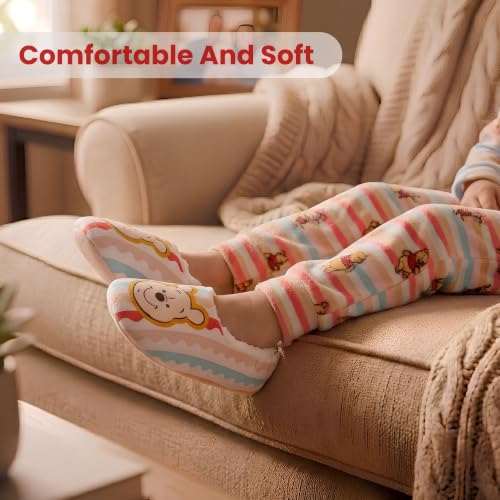 Image of Women Slipper Plush SlipOn Sock Slippers Stitch Minnie Jack Skellington