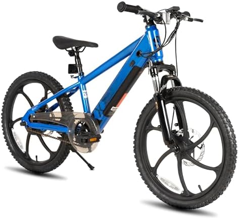 JOYSTAR 20" Electric Bike for Teenagers with 250W Brushless Motor, 15 Miles 15MPH Electric Mountain Bike with 5.2ah Removable Battery, Mag Wheel Set, Mine Ebike with Dual Disc Brakes, Blue