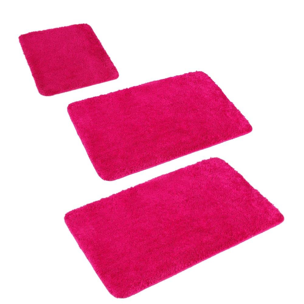 PANA® 'Florence' Ensemble de tapis de bain • Tapis moelleux pour salle de bain et WC • Tapis de bain lavables et antidérapants • Set : 45 x 45 cm avec découpe WC 50 x 80 cm + 60 x 100 cm • Couleur :