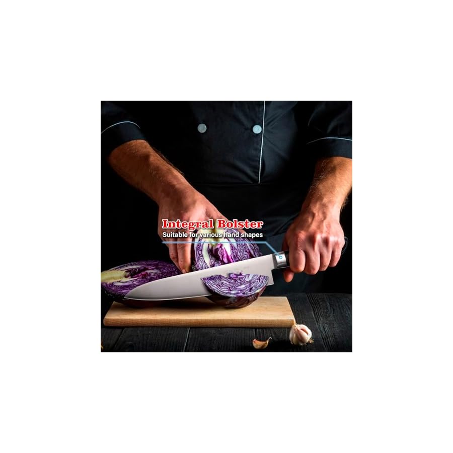 Japanese-Chef-Knife-95-inches-Professional-Sushi-Knife-with-Black-Ergonomic-Handle-Sharp-Japanese-Knife-Japanese-Gyuto-Knife-for-Household-or-Work Sumteene Japanese Chef Knife 9.5 inches, Professional Sushi Knife with Black Ergonomic Handle, Sharp Japanese Knife, Japanese Gyuto Knife for Household or Work