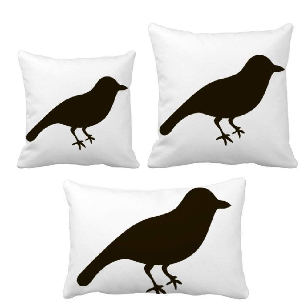 Housse de coussin moineau noir avec motif artistique imprime haute definition