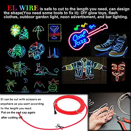 Image of MaxLax EL Wire Green 5-Pack, 9ft /2.75m Neon Light Wire with Noise Reduction and Battery Pack