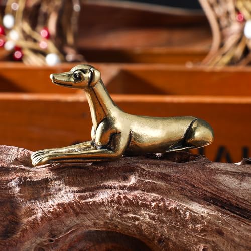 Yuanchu Vintage Solid Brass Miniature, Tiny 2.1' Long Brass Greyhound Figurine Delicate Greyhound...