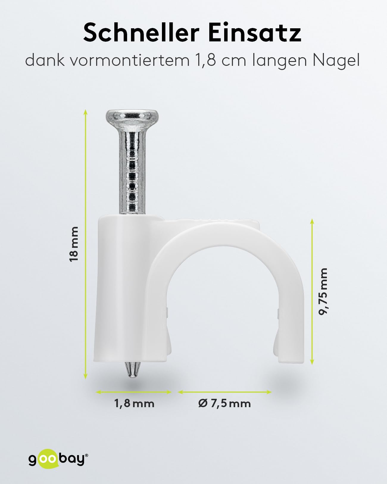 Kabelclip - Spijkerclip - Kabelklem - Kabelhouder - 8.9 mm - 100